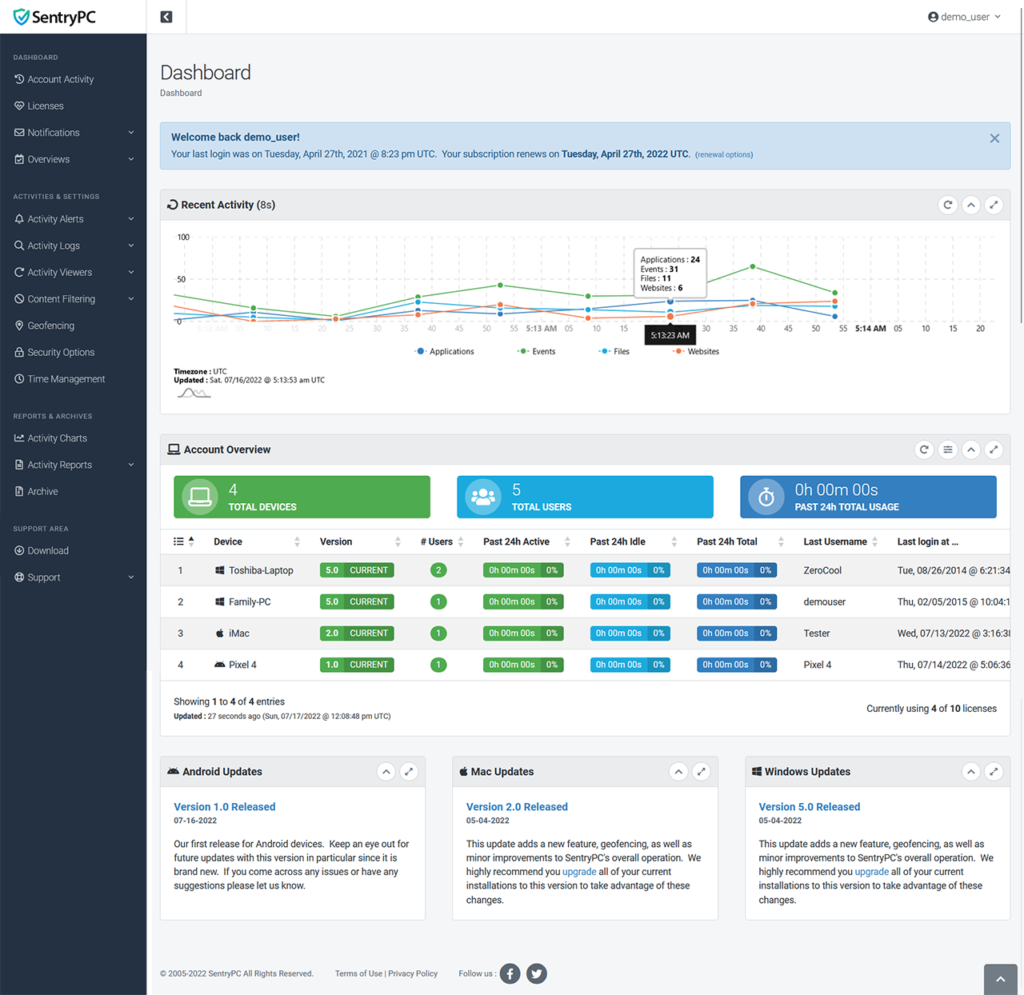 SentryPC Monitoring Software